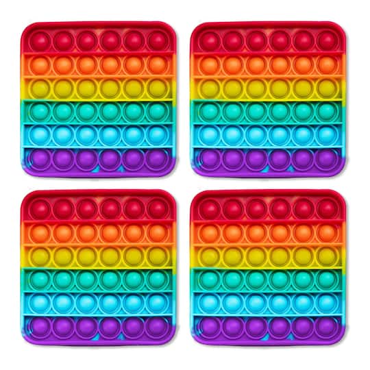 The Fidget Game 5" x 5" Rainbow Pop It Mats, 4ct.